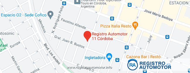 Mapa Registro Automotor 11 Córdoba Capital