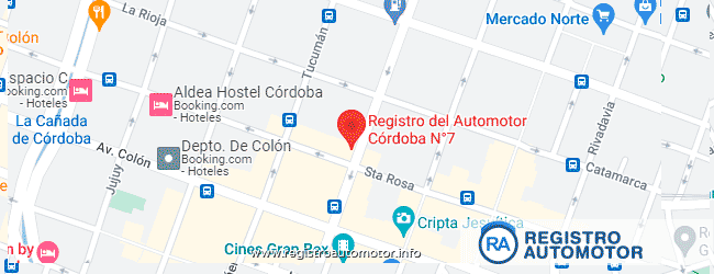 Mapa Registro Automotor 7 Córdoba Capital