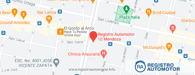 Mapa Registro Automotor 10 Mendoza DNRPA