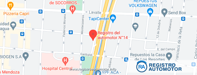Mapa Registro Automotor 14 Mendoza DNRPA