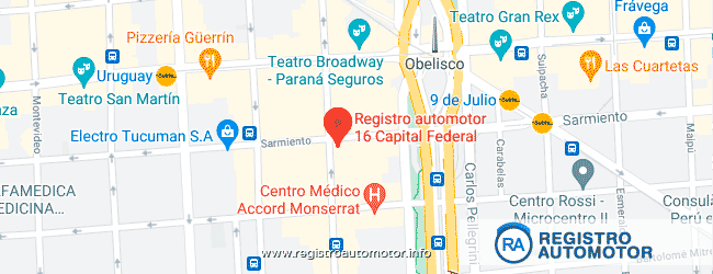 Mapa Registro Automotor 16 Capital Federal DNRPA