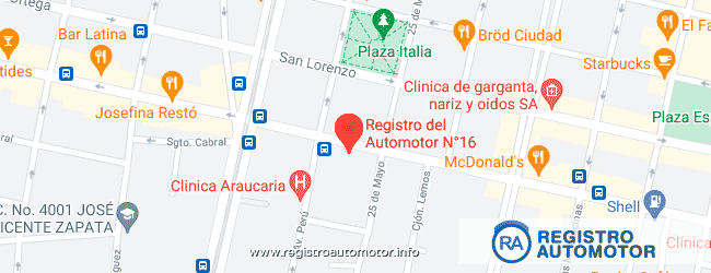 Mapa Registro Automotor 16 Mendoza DNRPA