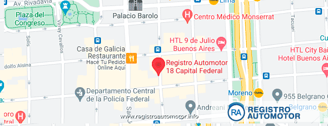 Mapa Registro Automotor 18 Capital Federal DNRPA