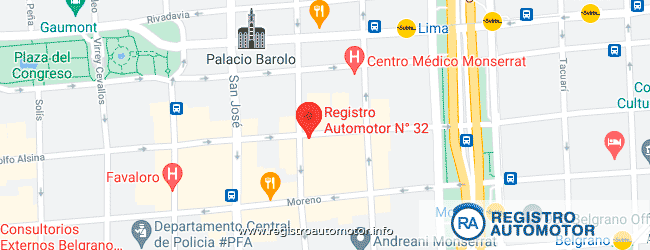 Mapa Registro Automotor 32 Capital Federal DNRPA