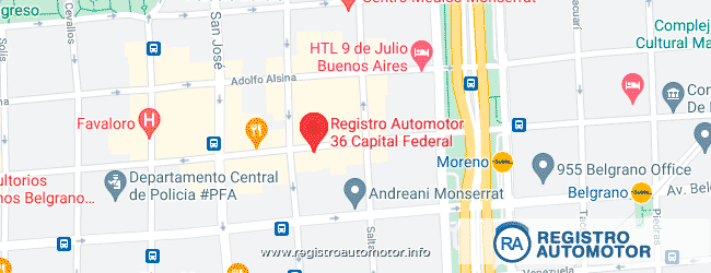 Mapa Registro Automotor 36 Capital Federal DNRPA