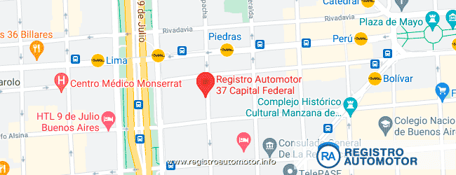 Mapa Registro Automotor 37 Capital Federal DNRPA