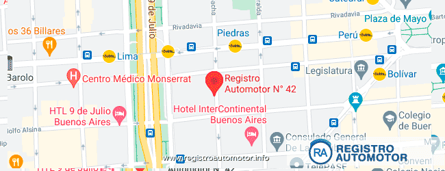 Mapa Registro Automotor 42 Capital Federal DNRPA