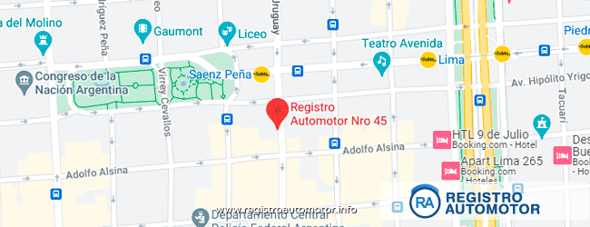 Mapa Registro Automotor 45 Capital Federal CABA