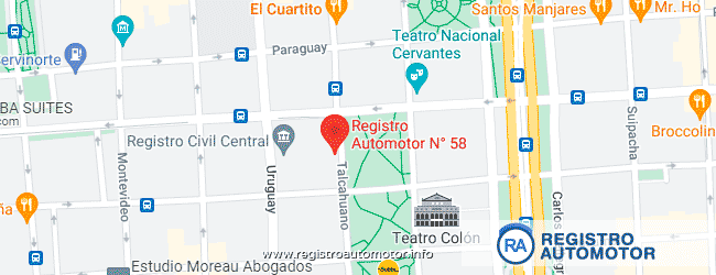 Mapa Registro Automotor 58 Capital Federal CABA