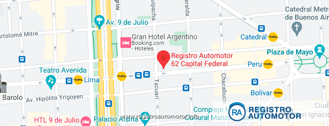 Mapa Registro Automotor 62 Capital Federal CABA