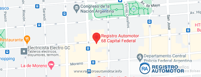 Mapa Registro Automotor 68 Capital Federal CABA