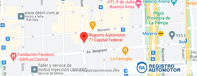 Mapa Registro Automotor 71 Capital Federal CABA