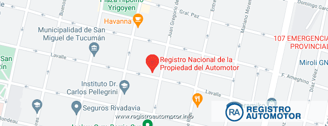Mapa Registro Automotor 1 Tucumán DNRPA