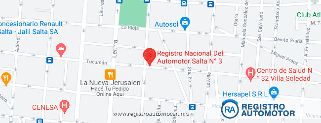 Mapa Registro Automotor 3 Salta