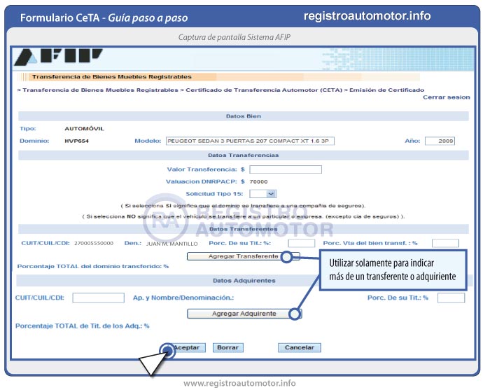 Guía Formulario Ceta AFIP: Paso 9